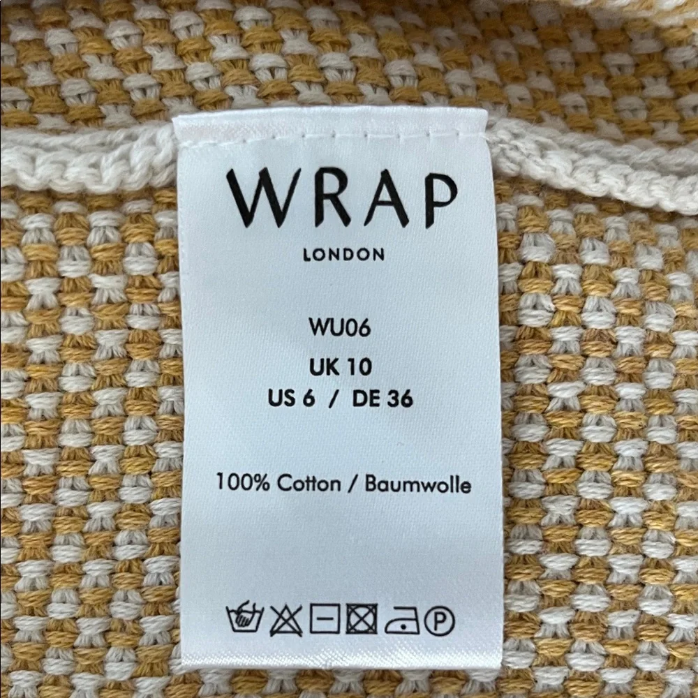 Wrap London Yellow Knit V-Neck Sweater with Cream Trim - Picture 3 of 5